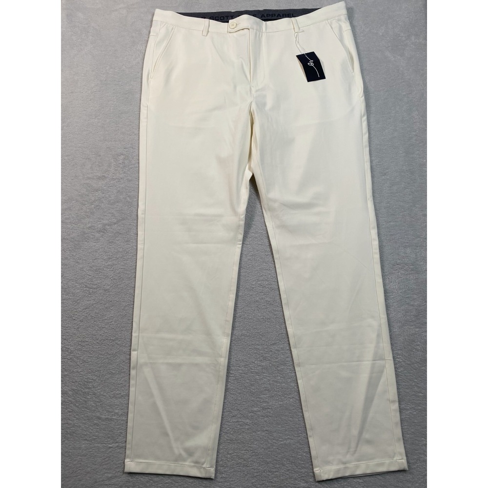 Boston Scott Golf Apparel Tech Pants Mens 40x33 White Nylon Logo Straight‎ Leg
